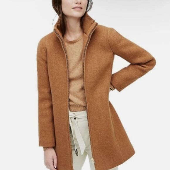 Jcrew Camel Tan  Lodge coat in Italian stadium-cloth wool Large/ Us 10 - Picture 2 of 15
